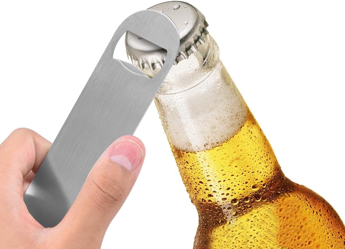 KISEER Heavy Duty Stainless Steel Flat Bottle Opener, 6 Pack Beer Bottle Opener for Kitchen, Bar or Restaurant