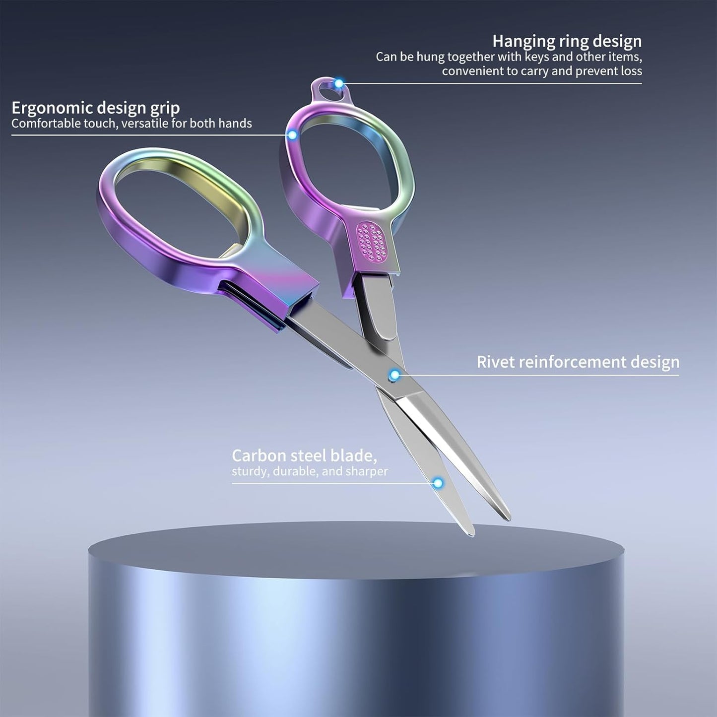 2 Pcs Folding Stainless Steel Portable Mini Travel Scissors, Safety Foldable Pocket Badge Small Scissors All Purpose for Travel, Home, Office, Craft, Sewing, Nurse Accessories