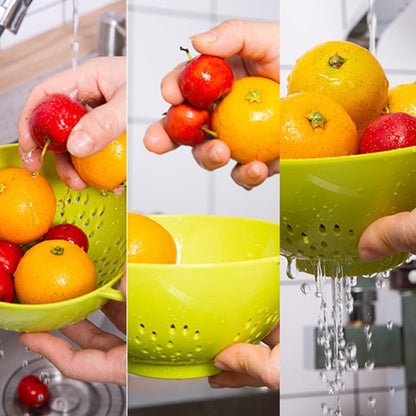Heavy Duty 6 Inch Food Colander,Large Capacity Vegetable Strainer with Double Handles,Plastic Multipurpose Fruit Draining Basket for Kitchen(Purple)