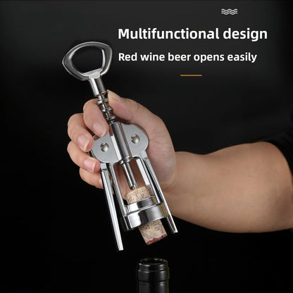 Premium Zinc Alloy Wing Corkscrew Wine Opener Set - Upgraded Cork Screw for Effortless Opening, Ergonomic Non-Slip Handle & Multifunctional Bottle Opener with Stopper