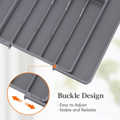 Lifewit Silverware Drawer Organizer, Expandable Utensil Tray for Kitchen, BPA Free Flatware and Cutlery Holder, Adjustable Plastic Storage for Spoons Forks Knives, 11-18 x 14", Black