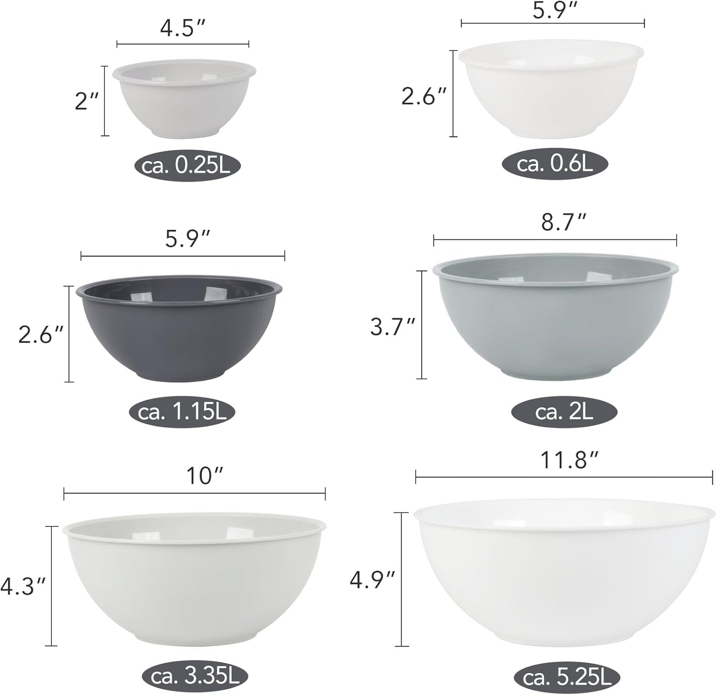 BoxedHome BPA Free Plastic Round Mixing Bowl with Lids, 12 Pack Nesting Bowls with Lids Set, Microwave and Dishwasher Safe Prep & Serving Bowls Great for Mixing, Baking, Serving (Pink, 12pcs)