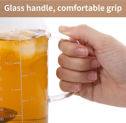 Newness 2-Cup Glass Measuring Cup For Baking and Cooking, (Upgraded, 3 Marking Including Cup/ML/Ounce Scale) Dishwasher, Freezer, Microwave, and Preheated Oven Safe, Essential Kitchen Tools