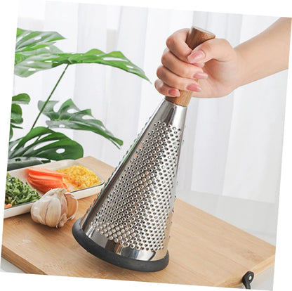 Kitchen Grater Cheese Grater with Handle Carrot Peeler Veggie spiralizer Manual Mandoline Slicer Cheese Slicer Cucumber Slicer Cone-Shaped Cheese Grater Truffle Wood Vertical