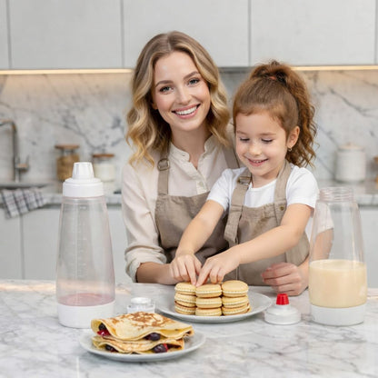 Batter Dispenser Bottle, 2 Pack, Measuring Pancake Batter Container for Baking