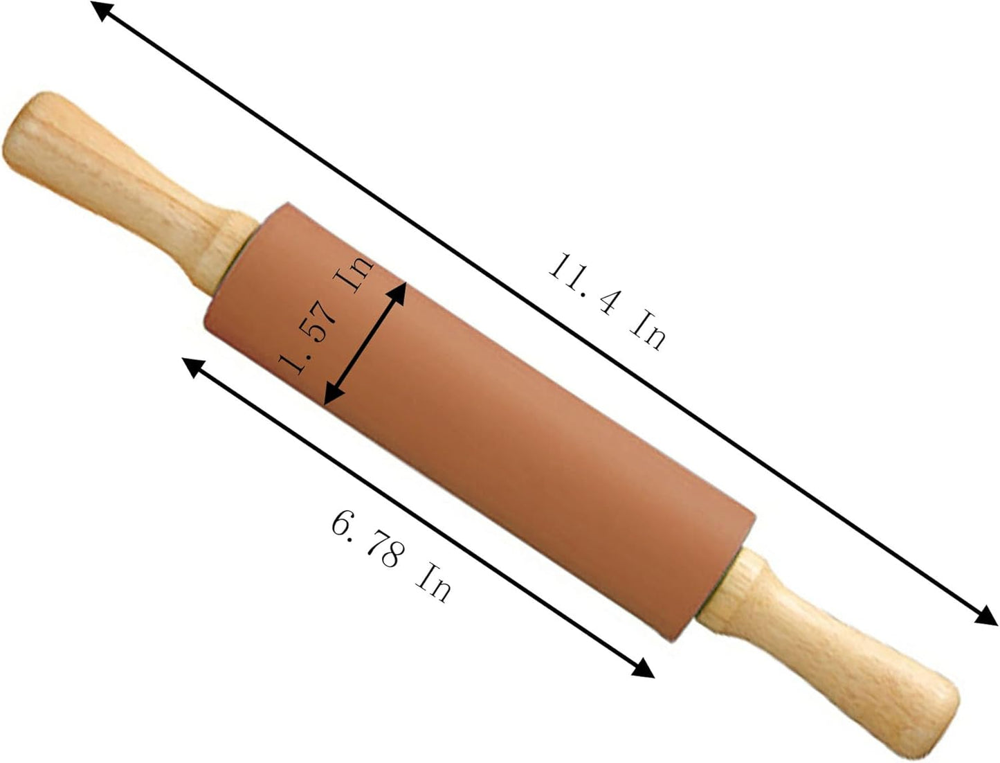 Silicone Rolling Pin, Green 9 Inch Pin with Wooden Rotatable Handle for Dough of Baking Bread, Cookie, Pizza (green, 9 inch)