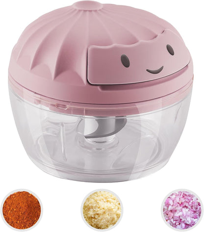 Garlic Chopper Mini Manual Hand Food Chopper for Kitchen Onion Dicer Crusher Garlic Mincer Blue 160ml