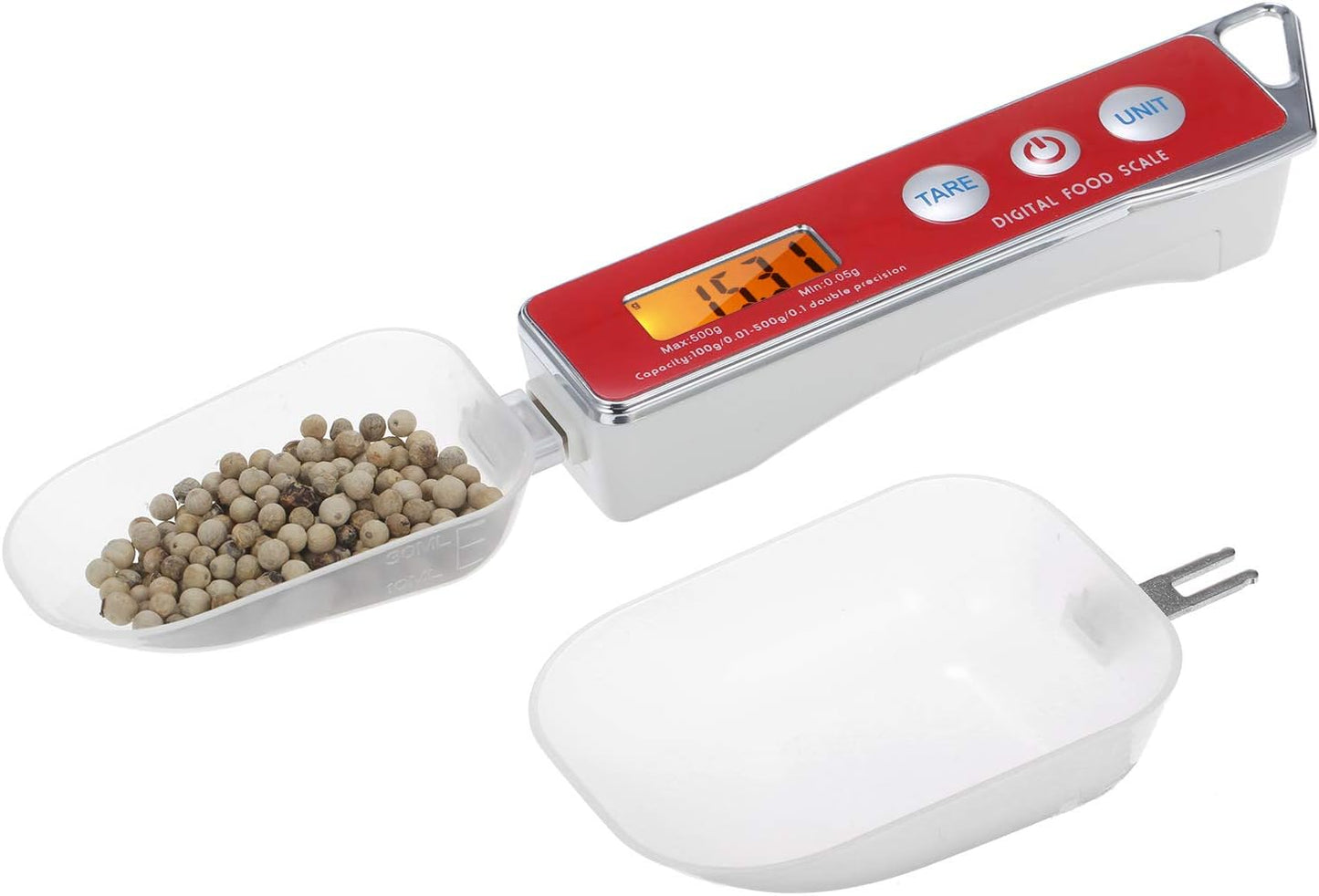 Spoon Scale, Digital Spoon Scale Electronic Measuring Spoon Scale Household Kitchen Spoon Scale Food Scale with Tare Function Capacity 0.05g to 500g Support Unit g/oz/gn/ct/