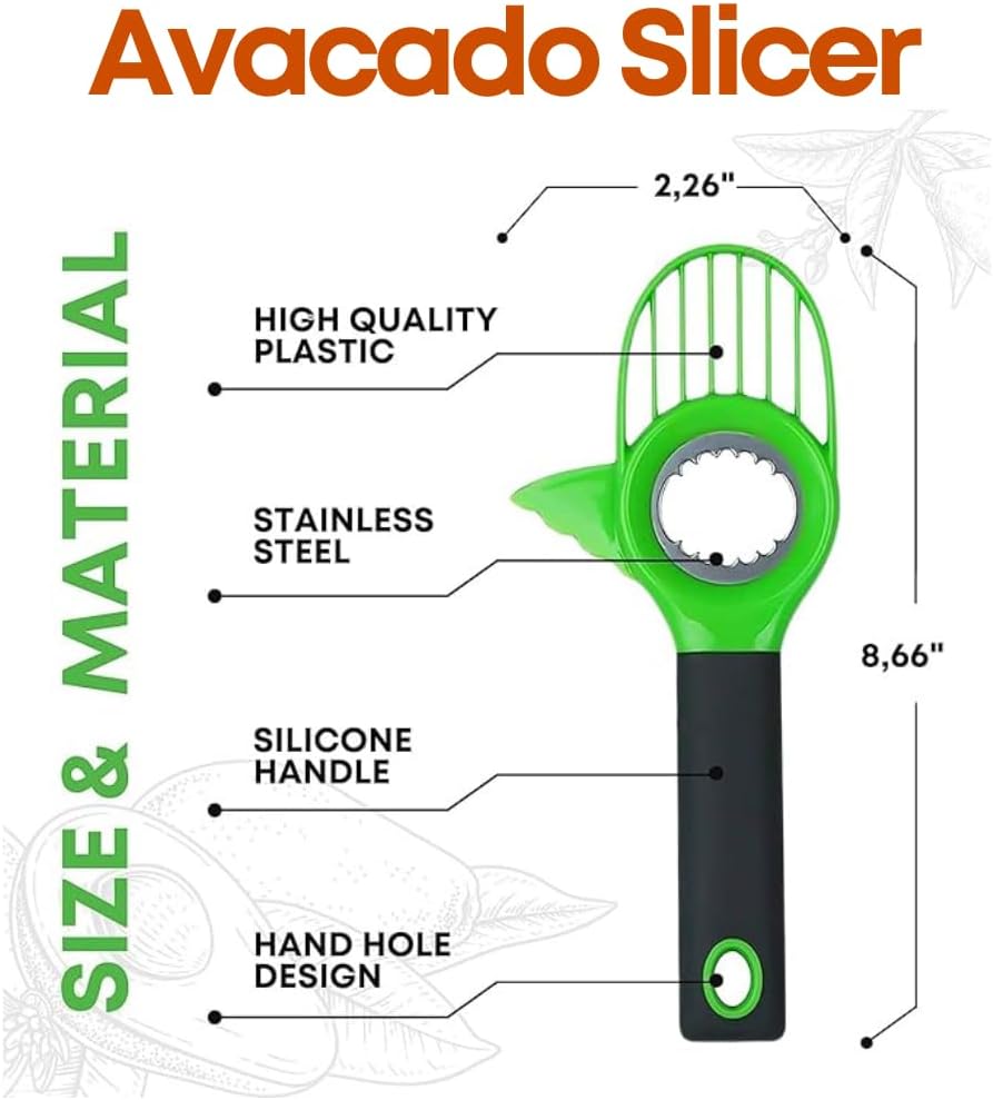 3PCS Stainless Steel Apple, Avocado & Pineapple Slicer Set – Heavy-Duty Corer & Cutter with Reinforced Blade for Quick & Easy Fruit Cutting Prep – Sharp, Durable & Ergonomic Kitchen Tool”