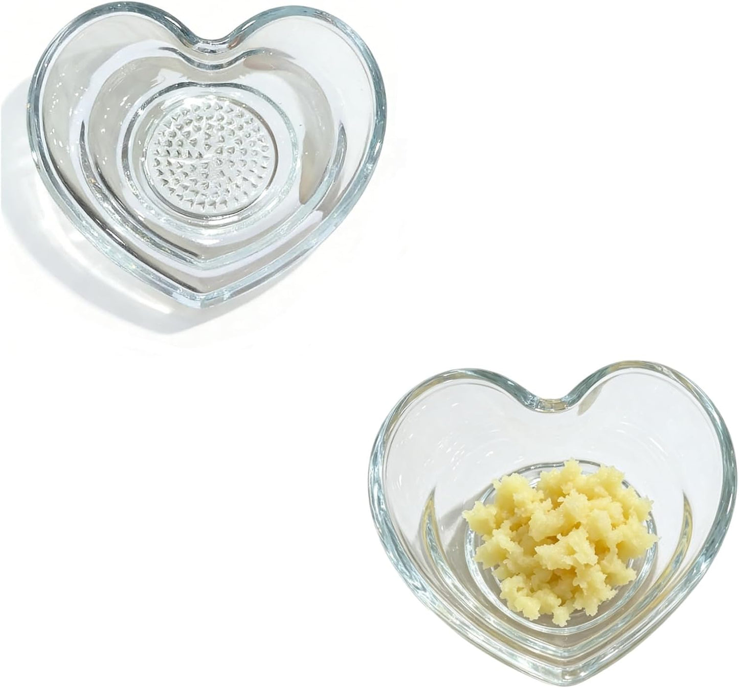 2PCS Glass Garlic Grater Heart-Shaped Grinder Plate for Ginger Spices Chocolate Cheese Multifunctional Kitchen Gadget (3.82"x3.54")