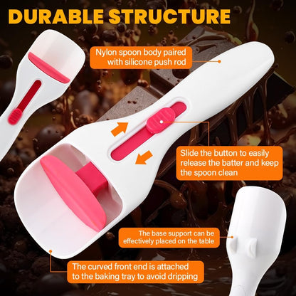 2pcs Cupcake Scoop Batter Dispenser Cake Pastry Spatula Spoon Cupcakes Shovel with One-Touch Sliding Button Cake Batter Distribution Too(COLOR:white)