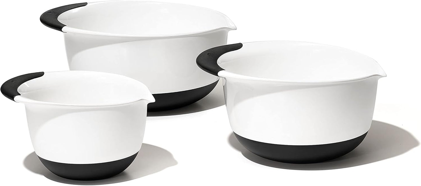 OXO Good Grips 3-Piece Plastic Mixing Bowl Set - Cadet Blue, Tower Gray, Jade, Small, Medium, Large
