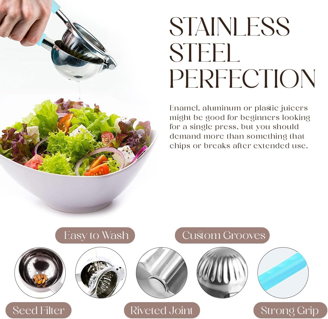 Bellemain Citrus Juicer | Metal Lemon Squeezer | Lime and Lemon Juicer Stainless Steel with Silicone Handles | Manual Juicer, Citrus Squeezer, Hand Held Juicer | Bar Juicer for Bartender (White)