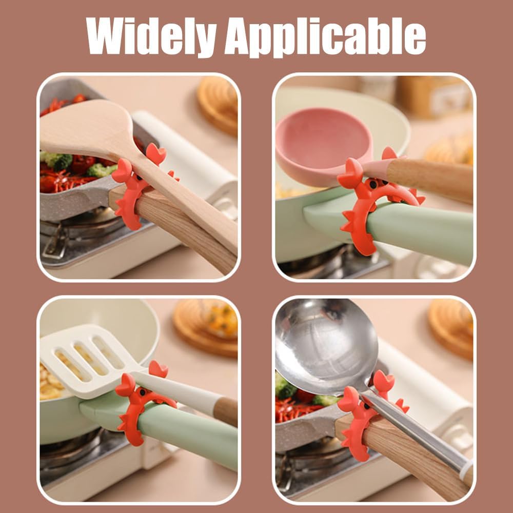 Creative Crab Shaped Spatula Rack, 4/6Pcs Crab Utensil Holder Silicone Anti Scalding Cooking Pot Clip for Kitchen Pot