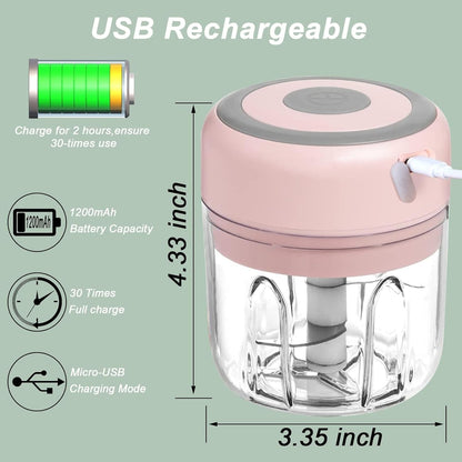 Electric Mini Garlic Chopper, 100ML Food Chopper Garlic Mincer USB, Portable Small Food Processor for Vegetables