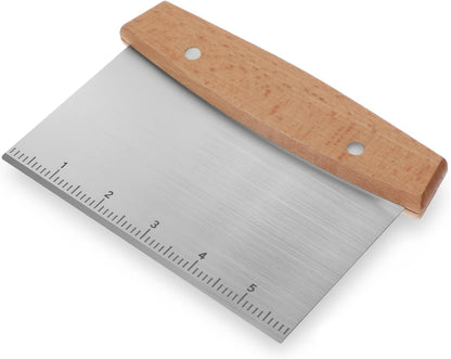 Bench Scraper Stainless Steel, Heavy Duty Bench Scrapper Kitchen & Dough Scraper Cutter, 8 Inch Multi-Purpose Kitchen Tool for Baking, Bread, Pizza and Counter Cleaning
