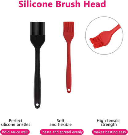 Hhyn Silicone Basting Pastry Brush Set 5 Pack Heat Resistant Spread Oil Butter Sauce for BBQ Grill Barbeque Kitchen Baking Cooking Pastries, 2 Large & 3 Small Multicolor