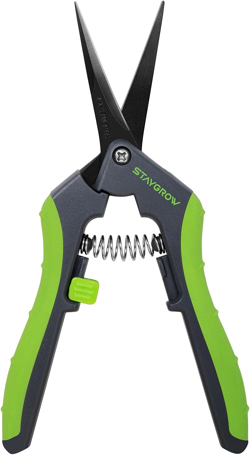 2pcs 6.5" Pruning Shears for Gardening, Ultra Sharp Garden Scissors for Precise Cuts, Stainless Steel Bonsai Clippers with Spring Loaded, 6.5 Inch Garden Shears (1pc Straight & 1pc Curved)