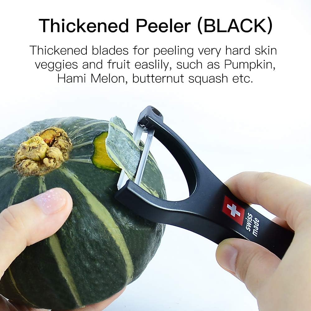 Original Swiss Made Peeler Vegetable&Fruits stainless steel blade Peeler for kitchen (BLACK-Thick skin Peeler)