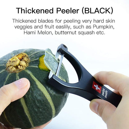 Original Swiss Made Peeler Vegetable&Fruits stainless steel blade Peeler for kitchen (BLACK-Thick skin Peeler)