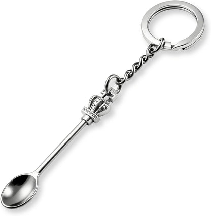 8 Pack Small Measuring Tools Spoon Keychain with Split Key Rings, Metal Mini Powder Spoons for Medicine, Pill Bottle, Craft, Partty (Multicolor, Tiny)