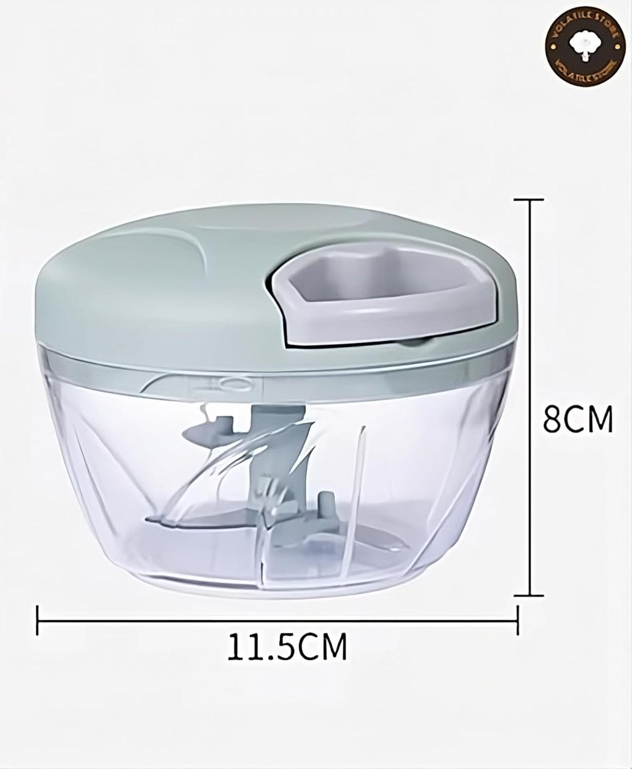 Manual Vegetable Cutter Chopper, Hand Pull String Fruit and Vegetable Chopper and Mincer, Stainless Steel Blades, BPA Free (Blue, 500ml)