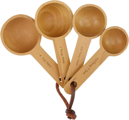 30ml Wood Measuring Spoon and Scoop Wooden Tablespoon 30ml Measuring Scoop 2 TBSP Retro Coffee Spoons for Dry Ingredients Ground Tea Spice (Wood Color, 2TBSP)