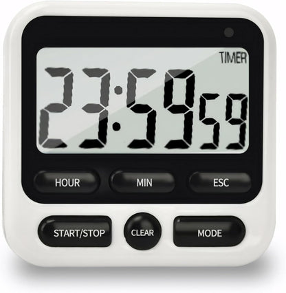 2 Pack Digital Kitchen Timer NKOVE 24 Hour Clock and Alarm Function with Silent or Alarm Manual Switching Count UP or Down and Memory Function Black