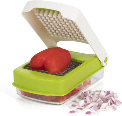PrepWorks Compact Veggie Chopper – Space-Saving Manual Vegetable Cutter, Easy-to-Use, Stainless Steel Blades, BPA-Free