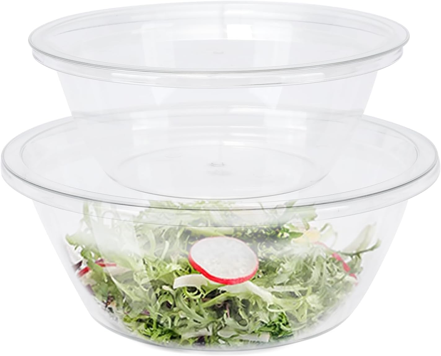 Mixing Bowl Set,2 Pcs Clear Plastics Salad Bowl with Lids,BPA-Free Kitchen Essentials for Cooking Baking Bowls with Non-Slip Bottom,Space-Saving Nesting Storage Bowls Not Dishwasher Safe