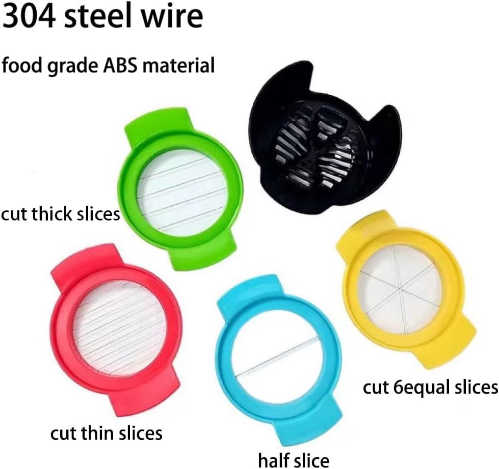 Egg Slicer 4-in-1 - Stainless Steel Hard Boiled Egg Cutter for Avocado, Fruits, Luncheon Meat, Easy Clean Kitchen Tool