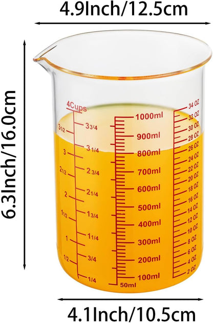 High Borosilicate Glass Measuring Cup-V-Shaped Spout，Glass Measuring Beaker for Kitchen or Restaurant, Easy to Read, 60 ML (2 Oz)-Pack of 2