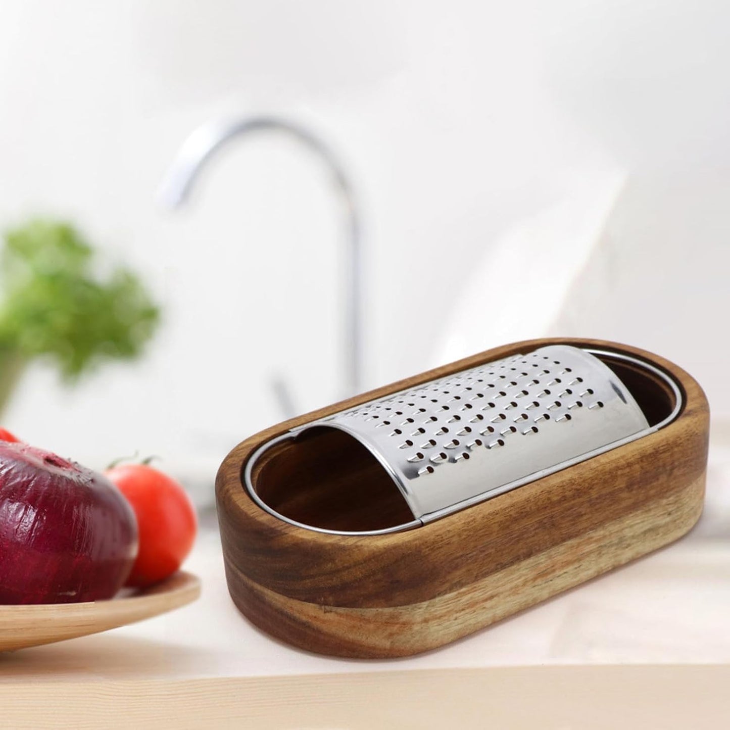 Stainless Steel Cheese Grater With Wood Container Hand Grater Mini Shredder Zester Box Graters for Kitchen