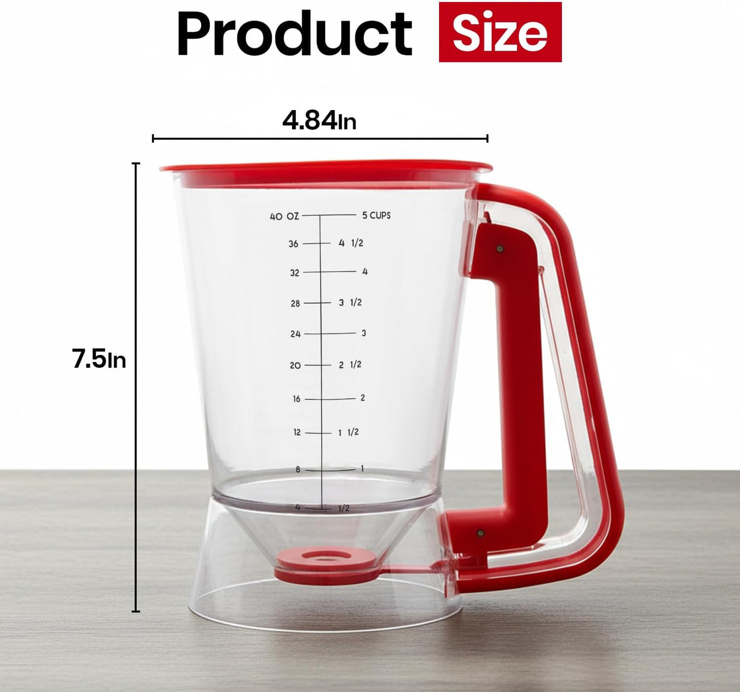 Eggssentials - Pancake Batter Dispenser with 5-Cup Capacity - Waffle Batter Dispenser for Pancakes, Cupcakes & Crepes, Easy-Squeeze Handle, Dishwasher Safe - Black Pancake Dispenser