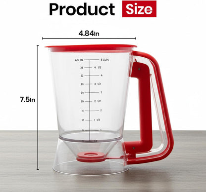 Eggssentials - Pancake Batter Dispenser with 5-Cup Capacity - Waffle Batter Dispenser for Pancakes, Cupcakes & Crepes, Easy-Squeeze Handle, Dishwasher Safe - Black Pancake Dispenser