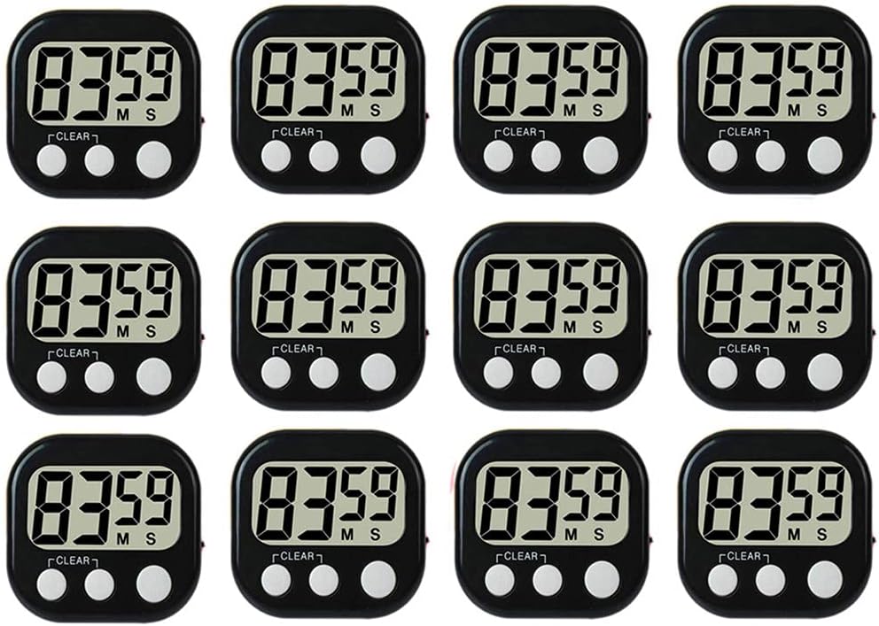 Digital Kitchen Timer, Big Display Screen, Loud Alarm, Strong Magnetic Backing Stand, Cooking Baking Kids Classroom Teacher Game Timers, Minute Seconds Count Up Countdown and Simple Operation(4 Pack)