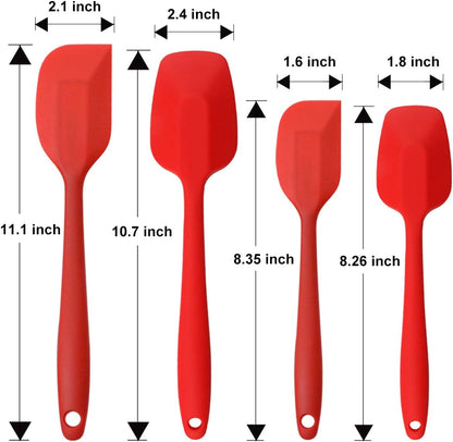 Silicone Spatulas Set of 6, Rubber Spoon Spatula Heat Resistant Spoonula One Piece Design Seamless Spatula Non-Stick Scrapers Baking Mixing Tool (Black)