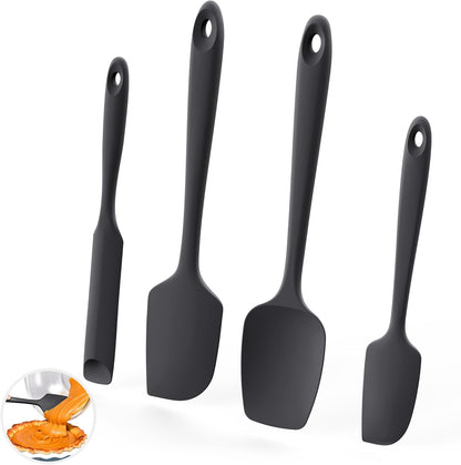 U-Taste 600ºF Heat Resistant Silicone Spatulas: Flexible Food-Grade Silicon Baking Scraper, Kitchen Cooking Mixing Utensils with Upgraded Sturdy Handle Tip for Nonstick Cookware (4-Pc., Midnight Blue)