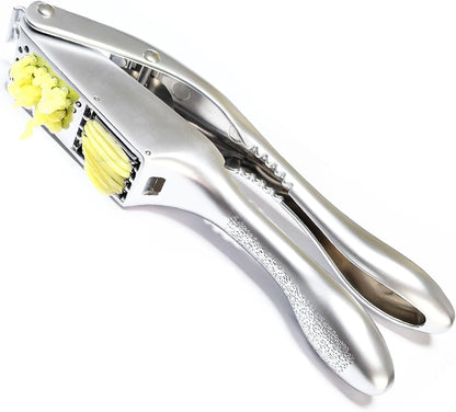 Garlic press and slicer 2 in 1,Effortlessly Crush, Slice, and Mince Garlic,with this Versatile Kitchen Tool - Perfect for Home Cooks and Professional Chefs Alike. (Silvery)