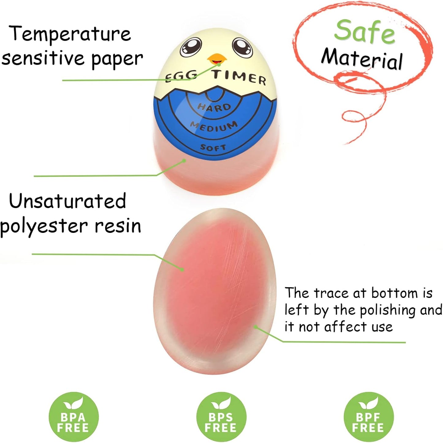 Lasubst Egg Timer for Boiling Eggs that Changes Color When Done, Tricolor