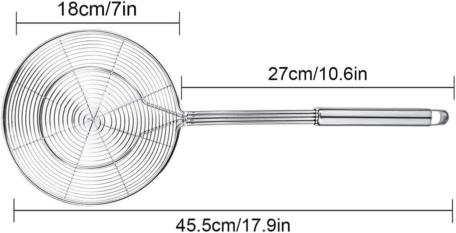 Spider Strainer Skimmer, Swify Stainless Steel Asian Strainer Ladle Frying Spoon with Handle for Kitchen Deep Fryer, Pasta, Spaghetti, Noodle, 5.5 Inch