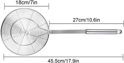 Spider Strainer Skimmer, Swify Stainless Steel Asian Strainer Ladle Frying Spoon with Handle for Kitchen Deep Fryer, Pasta, Spaghetti, Noodle, 5.5 Inch