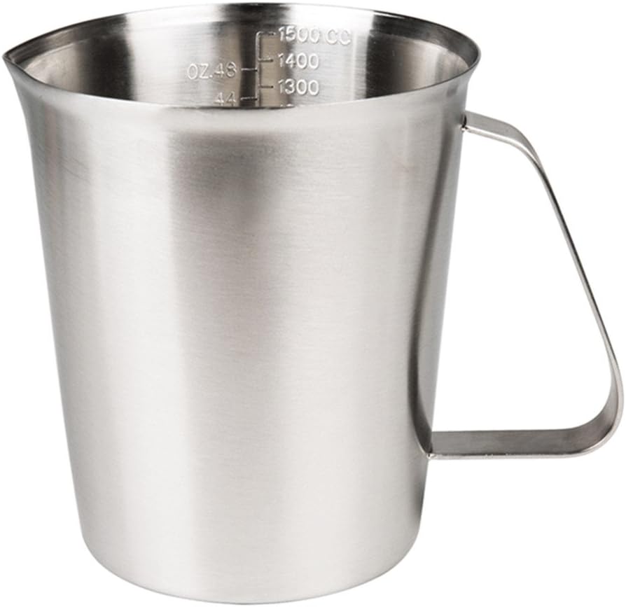 Stainless Steel Measuring Cup (16 Ounce/ 0.5 Liter- 2 Cup), Milk Frothing Pitcher, Steaming Pitcher, Milk Frothing Cup Jug with Marking with Handle for Espresso Machines, Latte Art