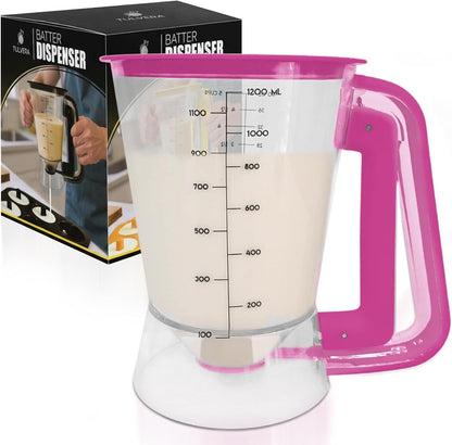 Pancake Batter Dispenser | 5-Cup Mix Pourer for Pancakes, Waffles, Crepes, Muffins, Cupcakes | Squeeze Handle, Portion Control Pitcher, Durable Drip-Free Design | Baking Accessories (Original Black)