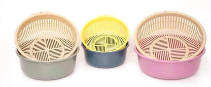 2 in 1 Kitchen Colander Set, 18cm/ 7inch Dia Fine Hole Fruit and Vegetable Strainer for Fast Draining, Double Layer Multi Use Colander for Washing and Storage, Home Kitchen Essential Tool