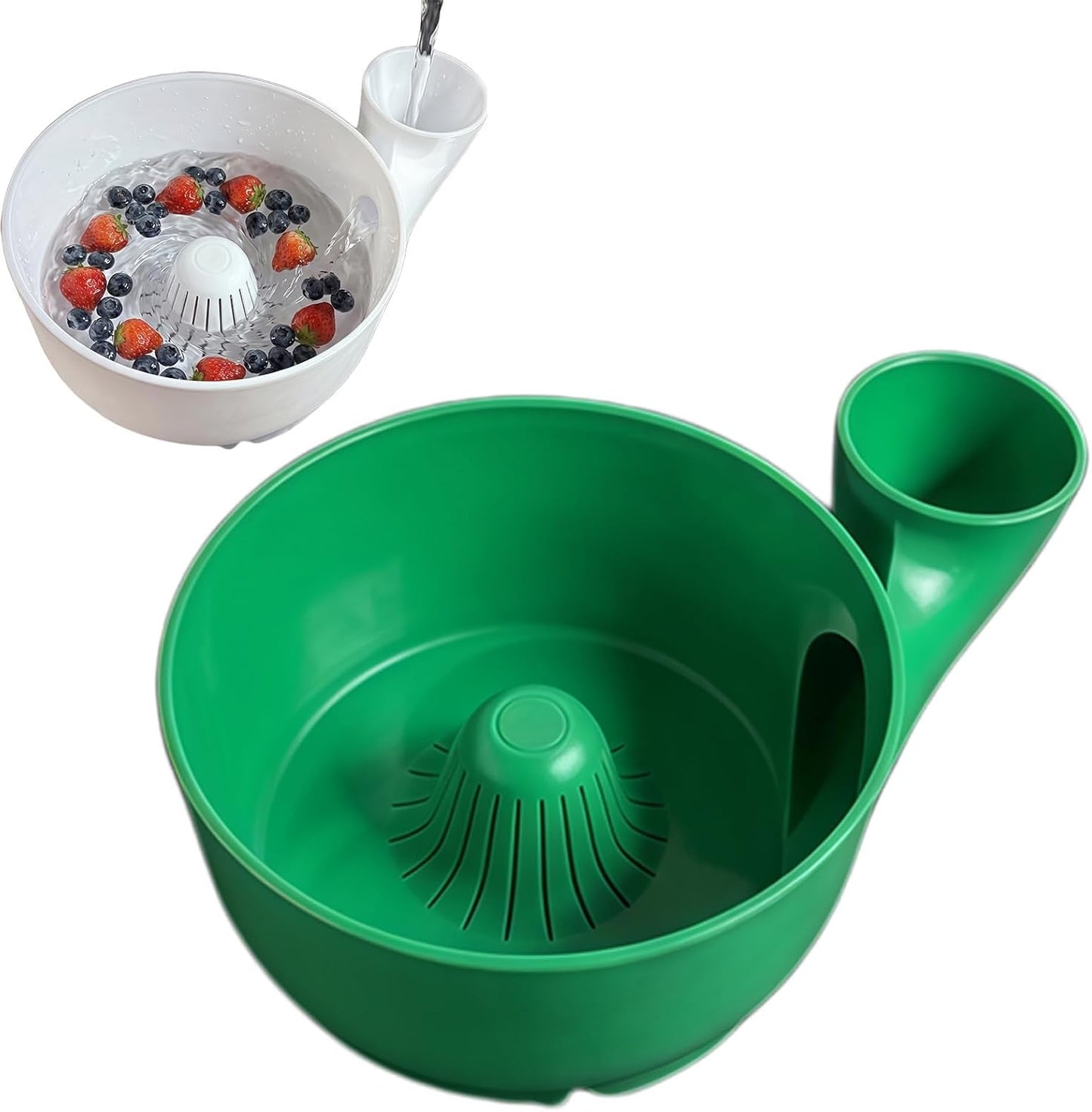 Fruit and Vegetable Washing Bowl, Multifunctional Plastic Colander with Handle, Kitchen Strainer Basket for Berries, Salad, Rinse, Drain, 10 Colors (white, S)
