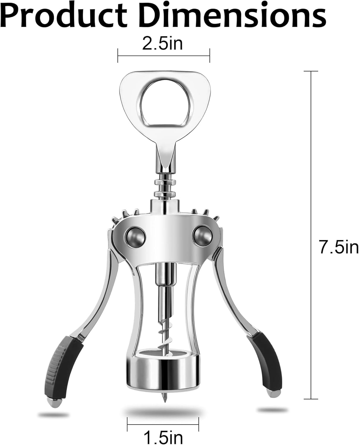 Wine Opener Zinc Alloy Premium Wing Corkscrew Multifunction Bottle Opener Ergonomic Non Slip Wing Handle Sharp Spiral Upgraded European Style