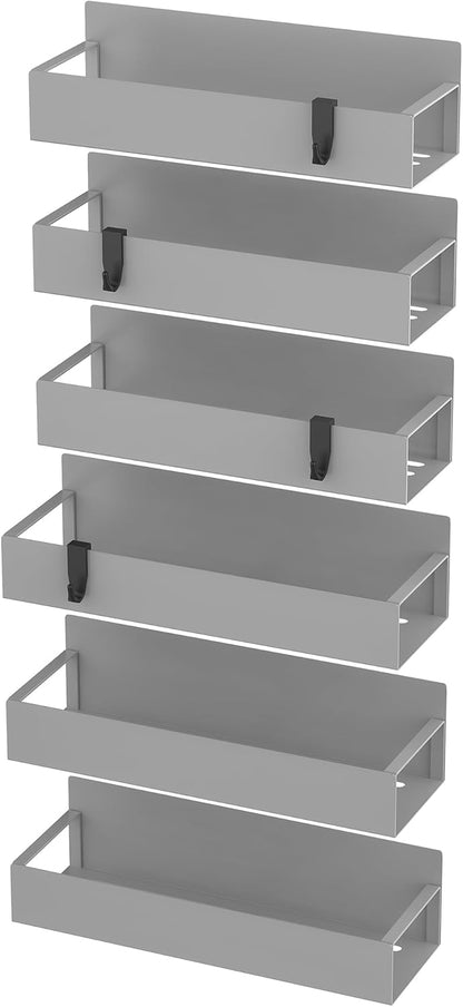 HuggieGems Metal 4 Pack Magnetic Spice Storage Rack Organizer for Refrigerator and Oven, Black Fridge Organizers and Storage, Metal