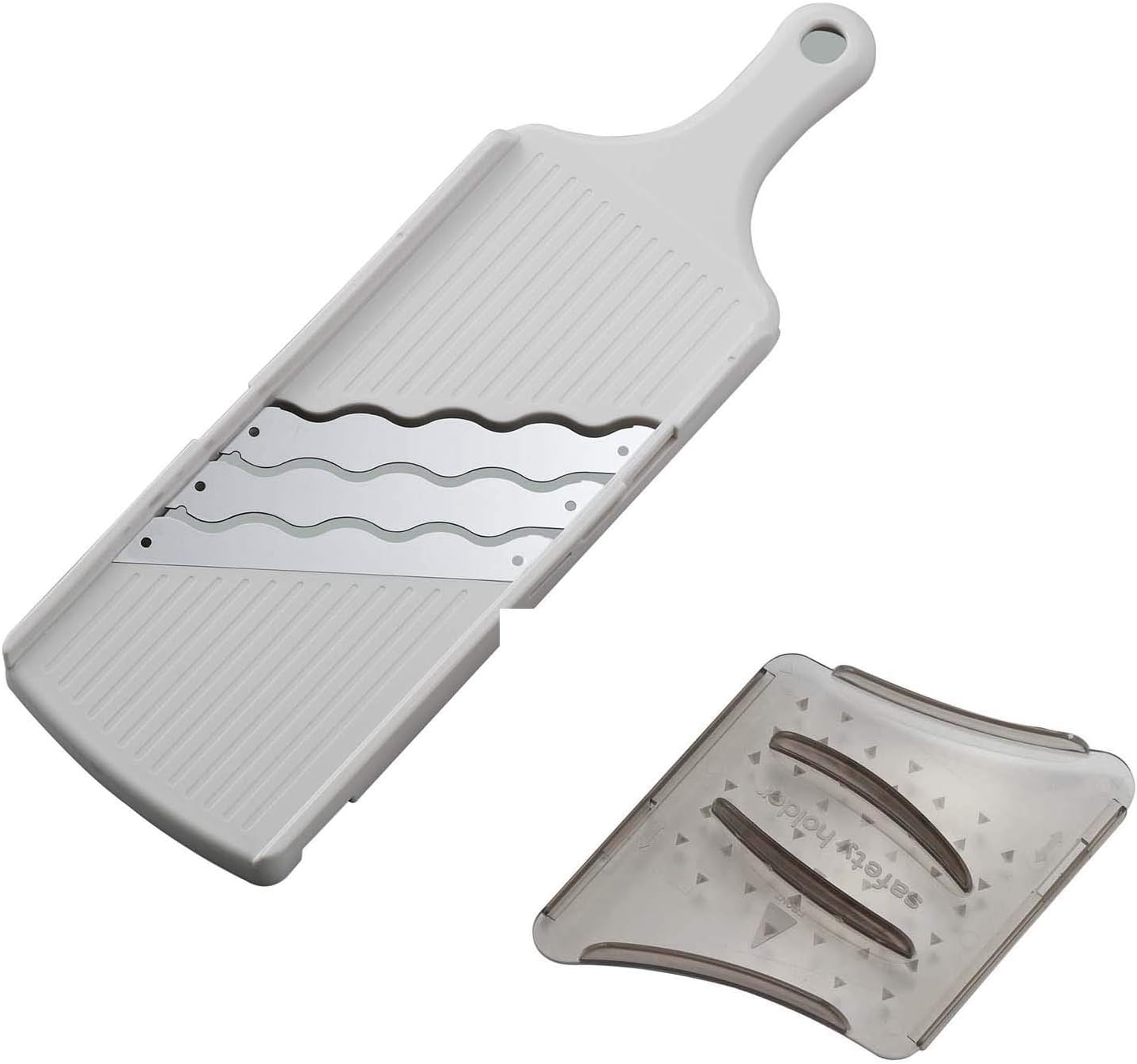Arnest Handheld Mandoline Slicer for Kitchen, Wavy Blade Veggie Slicer - Comes with Safety Grip, Made in Japan