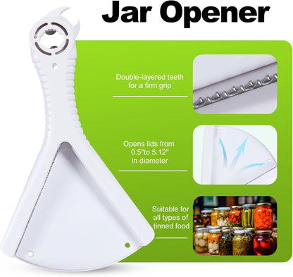 Jar Opener, Effortless for Weak Hands & Seniors with Arthritis, Original Jar Lid & Bottle Opener, Double U-Shaped Grooves Grip Bottle Opener for Any Size Lid